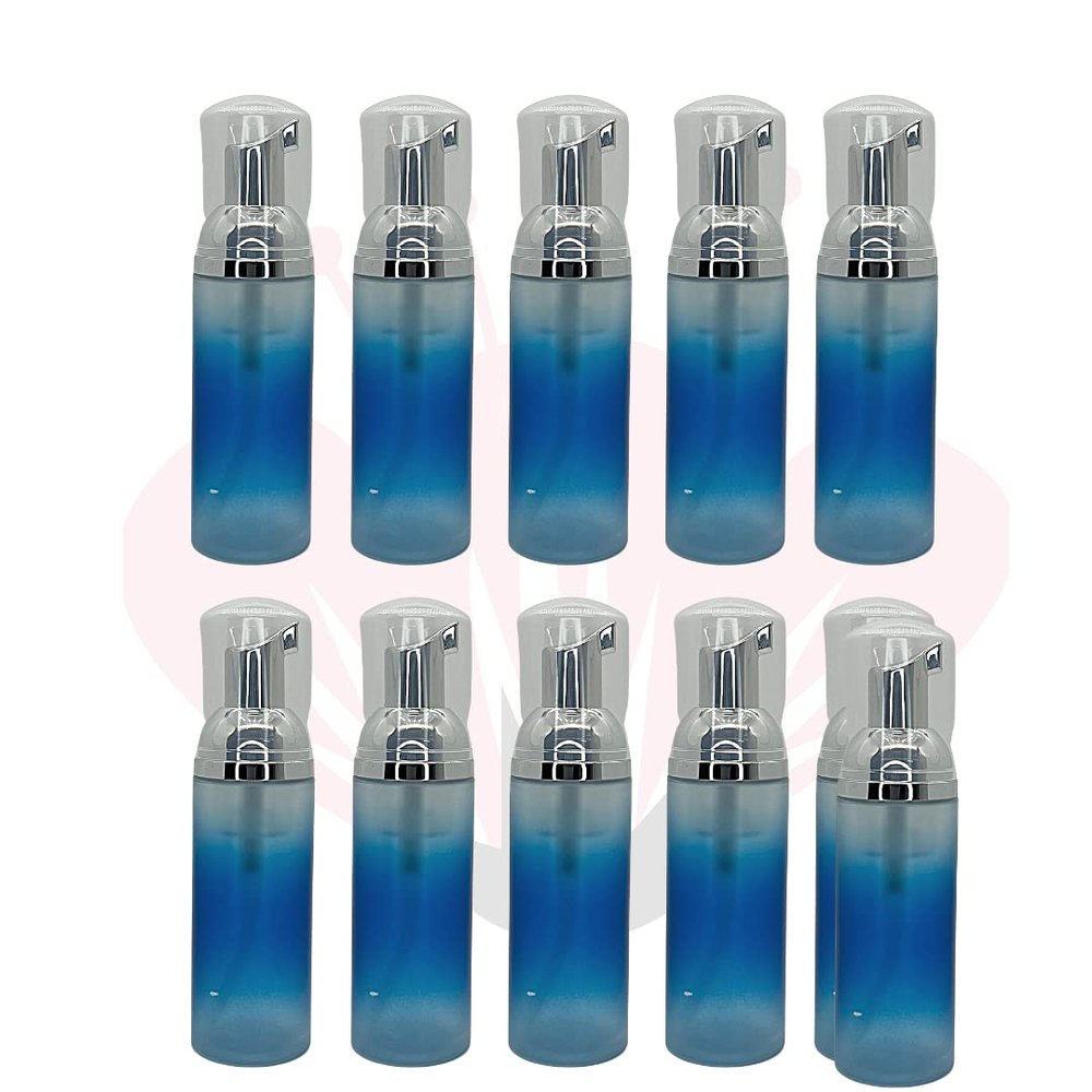 (10 Pieces) 60ml Foaming Pump Bottles Plastic Dispenser | Lash Shampoo, Soap (Ombre Blue)