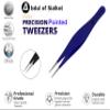 Abdul of Sialkot Pointed Tweezers,Needle Nose Tip, Sharp Precision Ingrown Hair, Surgical Pointed for Blackheads & Splinters/Best Tweezers for Eyebrows (Blue) view 2