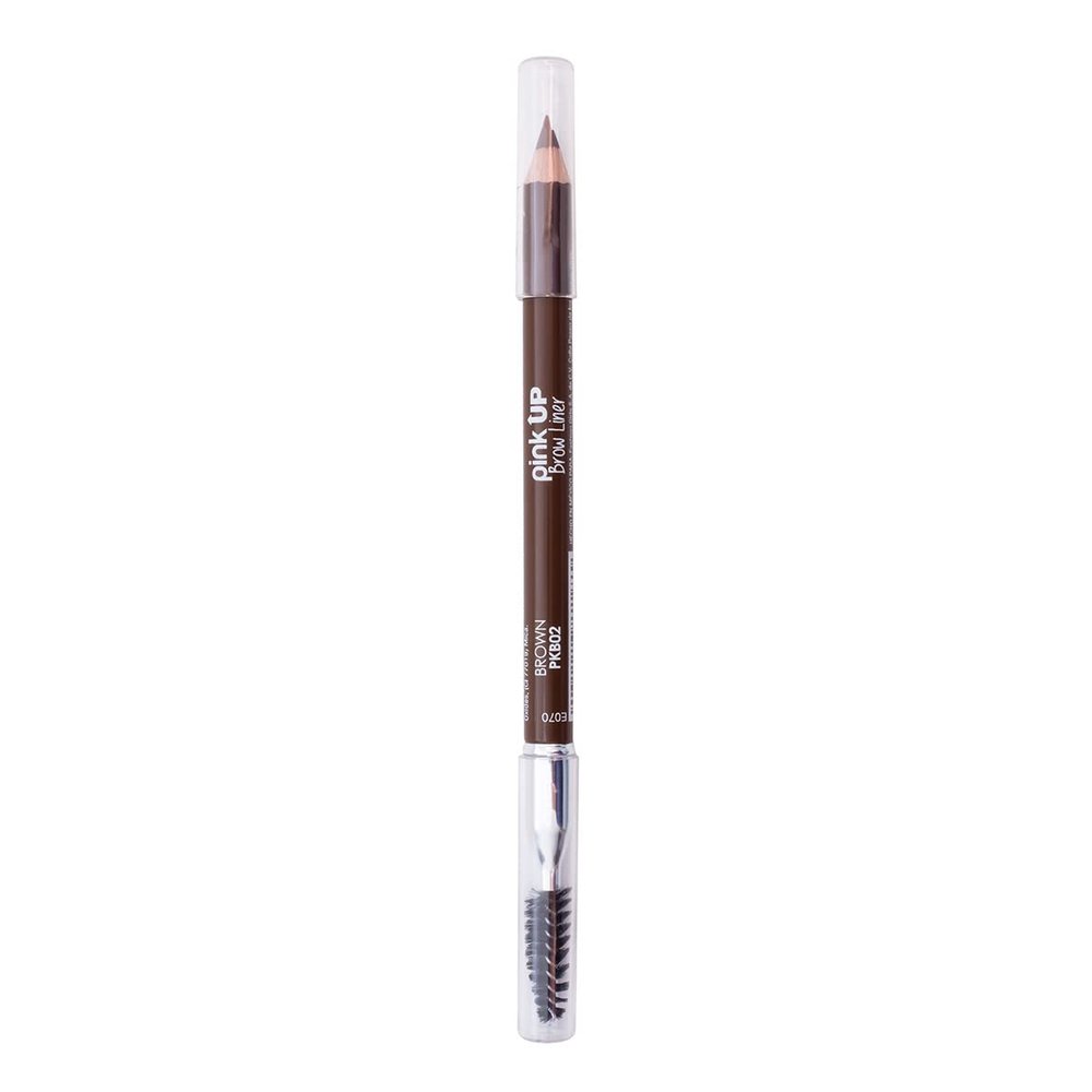 Pink Up | Brow Liner | Precise application & intense color | Long-lasting smudge-proof formula | Eyebrow pencil | Makeup | Built-in brush for blending | Brown | Model PKBB02