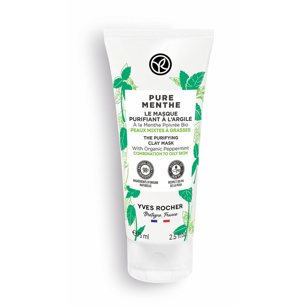 Yves Rocher Pure Menthe Purifying Clay Mask for Oily and Combination Skin, 75 ml./2.5 fl.oz.