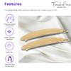 French Amie Narrow Oblong Small 2 1/4" Celluloid Acetate Set of 2 Side Slide In Hair Clip Barrettes with Tige Boule Clasp for Girls and Women, Made in France (Solid Beige) view 2