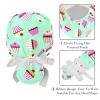 LORVIES 2 Pieces Adjustable Working Cap with Buttons and Ribbon Tie for Women Long Hair,Cupcake Ice Cream view 4