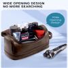 Elviros Toiletry Bag for Mens PU Leather Travel Organizer Kit with Hanging hook, Large Water-resistant Toiletries Bathroom Shaving Bags (Extra Large, Coffee) view 2