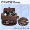 Elviros Toiletry Bag for Mens PU Leather Travel Organizer Kit with Hanging hook, Large Water-resistant Toiletries Bathroom Shaving Bags (Extra Large, Coffee) view 3