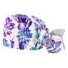 LORVIES 2 Pieces Adjustable Working Cap with Buttons and Ribbon Tie for Women Long Hair,Succulent Cactus view 1