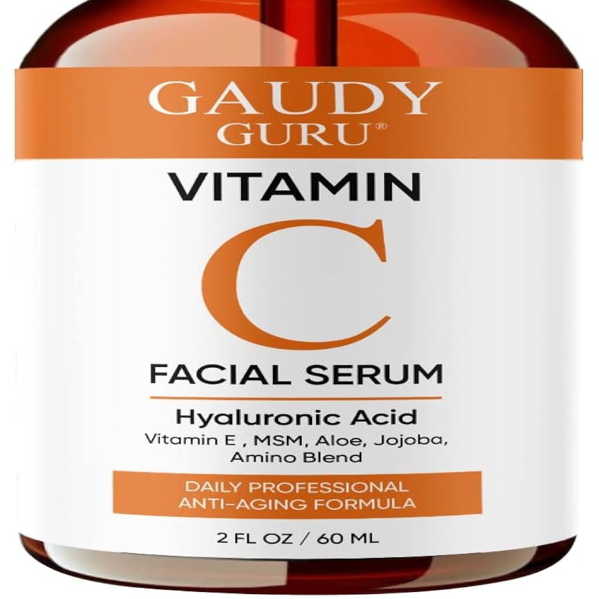 100% PURE VITAMIN C SERUM FOR FACE, Anti Aging Serum with Hyaluronic Acid, Vitamin E, MSM, Hydrating Serum for Dark Spots, Fine Lines, Wrinkles, Organic Vegan Ingredients - DOUBLE SIZED (2 OZ)