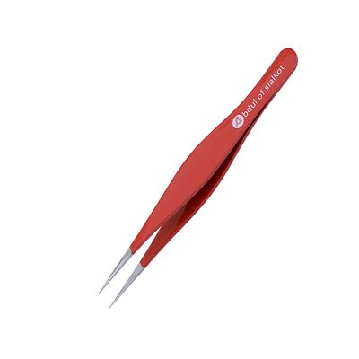 Abdul of Sialkot Pointed Tweezers,Needle Nose Tip, Sharp Precision Ingrown Hair, Surgical Pointed for Blackheads & Splinters/Best Tweezers for Eyebrows (Red)