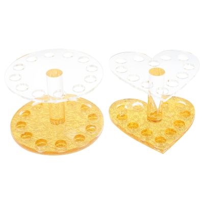 FOMIYES Makeup Brush Holder 2pcs Acrylic Nail Brush Display Holder Make- up Brush Pen Stand Rack Heart Rest Stand Display Nail Art Brush Desktop Display Holder Shelf Clear Makeup Brush Holder