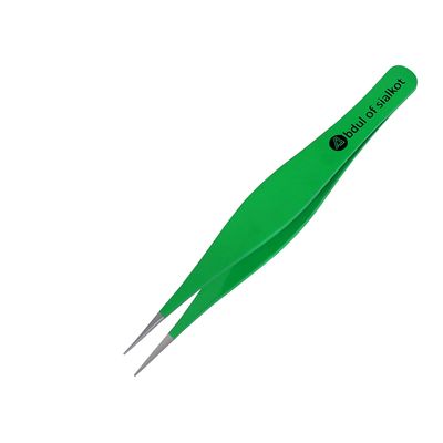 Abdul of Sialkot Pointed Tweezers,Needle Nose Tip, Sharp Precision Ingrown Hair, Surgical Pointed for Blackheads & Splinters/Best Tweezers for Eyebrows (Green)