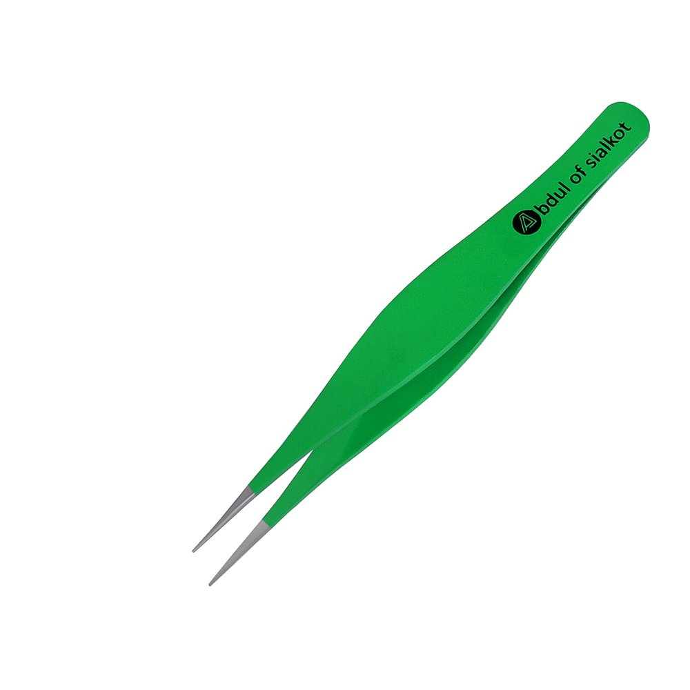 Abdul of Sialkot Pointed Tweezers,Needle Nose Tip, Sharp Precision Ingrown Hair, Surgical Pointed for Blackheads & Splinters/Best Tweezers for Eyebrows (Green)
