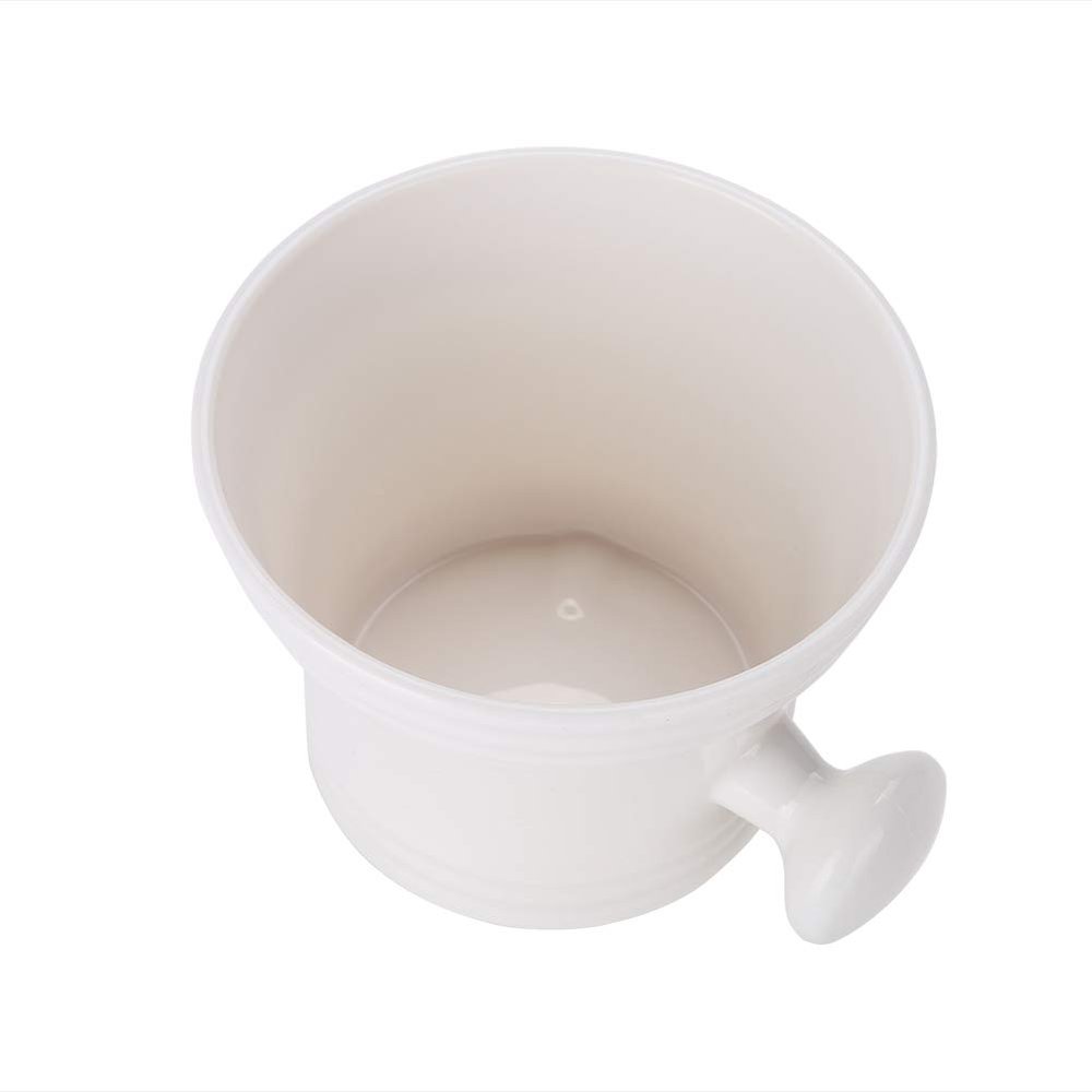 Brrnoo Shaving Bowl, Shaving Soap Bowl For Men Heat Insulation Smooth Shaving Bowl, Mug with Knob Handle, ABS Shaving Soap Bowl Foam Shaving Soap Cream Bowl (White)