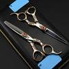 Professional Hair Cutting Shears, Professional japan 440c 6 inch Retro Sunflower hair scissors thinning barber cutting shears hairdressing scissors (Color : Set) view 2