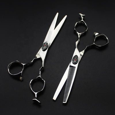 Professional Hair Cutting Shears, 6 Inch Silver Japanese Stainless Steel Thinning Cutting Barber Hair Cutter Hairdressing Scissor (Color : Set)