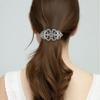 EVER FAITH Party Austrian Crystal Barrette Clip, Victorian Inspired Art Deco Two Heart Hair Accessories for Women Grey Silver-Tone view 2