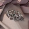 EVER FAITH Party Austrian Crystal Barrette Clip, Victorian Inspired Art Deco Two Heart Hair Accessories for Women Grey Silver-Tone view 3