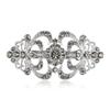 EVER FAITH Party Austrian Crystal Barrette Clip, Victorian Inspired Art Deco Two Heart Hair Accessories for Women Grey Silver-Tone view 4