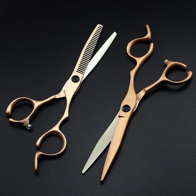 Professional Hair Cutting Shears, 6 Inch Rose Gold Hair Salon Cutting Thinning Shears 440 Stainless Steel Barber Scissors (Color : Set)