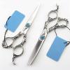 Professional Hair Cutting Shears, Professional Japan steel 6 inch Retro Sun flower hair scissors cutting salon barber curved thinning shears hairdressing scissors (Color : Set) view 1