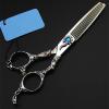 Professional Hair Cutting Shears, Professional Japan steel 6 inch Retro Sun flower hair scissors cutting salon barber curved thinning shears hairdressing scissors (Color : Set) view 4