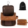 Elviros Toiletry Bag for Mens PU Leather Travel Organizer Kit with Hanging hook, Large Water-resistant Toiletries Bathroom Shaving Bags (Extra Large, Brown) view 1