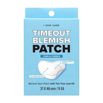 I DEW CARE Hydrocolloid Acne Pimple Patch - Timeout Blemish Chin & Cheeks | Korean zit Dark Spot Patches for face and skin, Pus absorbing with Tea Tree Leaf Oil, 9 Count
