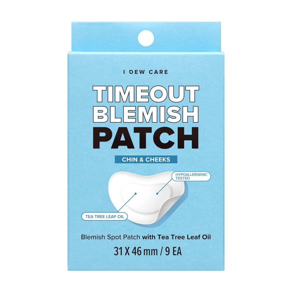 I DEW CARE Hydrocolloid Acne Pimple Patch - Timeout Blemish Chin & Cheeks | Korean zit Dark Spot Patches for face and skin, Pus absorbing with Tea Tree Leaf Oil, 9 Count