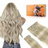 DOORES Hair Extensions Clip in Human Hair, Ash Blonde Highlighted Platinum Blonde 150g 9pcs 16 Inch, Clip in Human Hair Extensions Remy Natural Human Hair Extensions Thick Straight Hair view 1