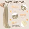 DOORES Hair Extensions Clip in Human Hair, Ash Blonde Highlighted Platinum Blonde 150g 9pcs 16 Inch, Clip in Human Hair Extensions Remy Natural Human Hair Extensions Thick Straight Hair view 3