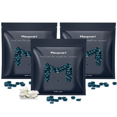 Maxpearl Hard Wax Beads, 300g Hair Removal Wax Beans for Brazilian Bikini, Face, Eyebrows, Underarms, Arms, Chest, Back, Legs, Pack of 3