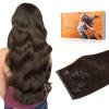 DOORES Seamless Clip-in Real Human Hair Extensions, Light Dark Brown 22 Inch 7pcs 110g, Invisi Edge Straight Hair view 1