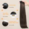 DOORES Seamless Clip-in Real Human Hair Extensions, Light Dark Brown 22 Inch 7pcs 110g, Invisi Edge Straight Hair view 4