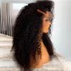 180% Density Long Kinky Curly Human Hair Wigs for Black Women Brazilian Remy Hair Natural Colored 13x4 HD Transparent Lace Frontal Wig Pre Plucked with Baby Hair Natural Hairline Glueless Wigs 22inch view 3
