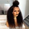 180% Density Long Kinky Curly Human Hair Wigs for Black Women Brazilian Remy Hair Natural Colored 13x4 HD Transparent Lace Frontal Wig Pre Plucked with Baby Hair Natural Hairline Glueless Wigs 22inch view 4