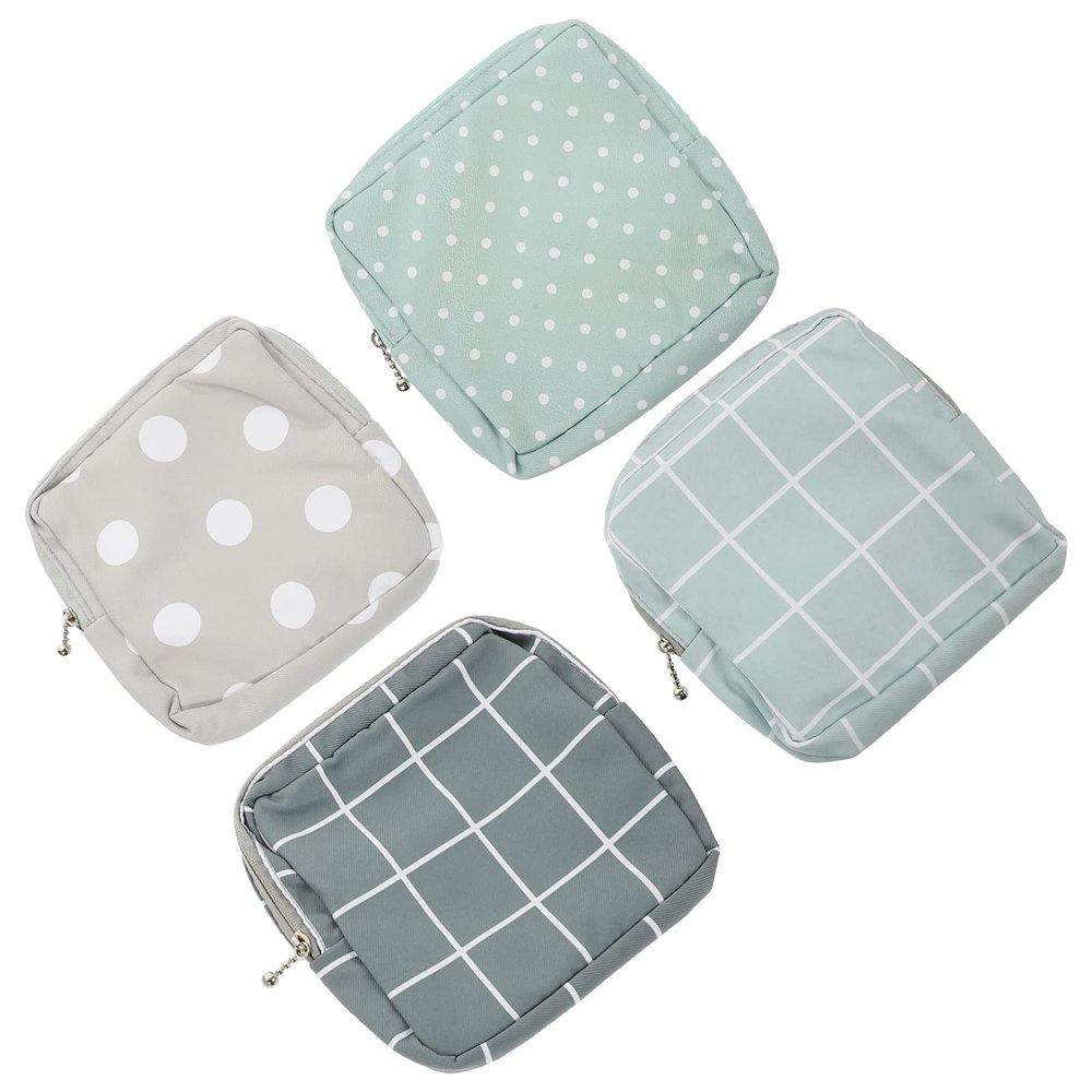 Beavorty 4Pcs Napkin Storage Bag Pouch Makeup Cosmetics Bag Travel Toiletry Bag Coin Pouch for Women Girls