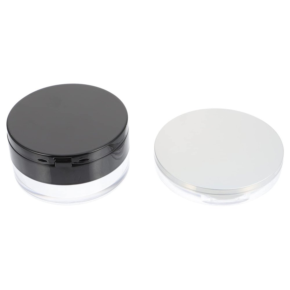 KALLORY 2sets Loose Powder Containers Mirror Compact and Slim Makeup Powder Box for Body and Cosmetic Use Easy to Carry