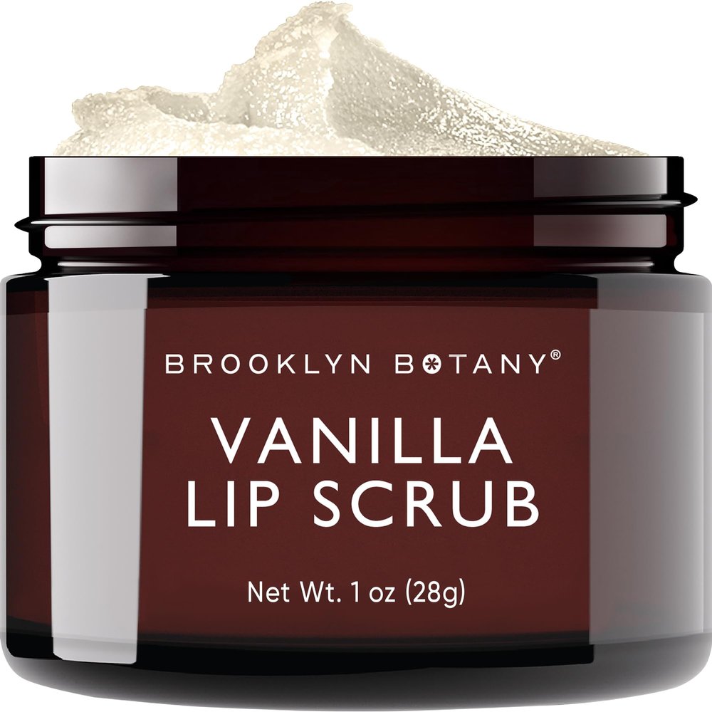 Brooklyn Botany Lip Scrub Exfoliator 1 oz  Lip Moisturizer for Dry Lips and Chapped Lips  Gentle Lip Exfoliator for Smooth and Brighter Lips  Vanilla Flavor