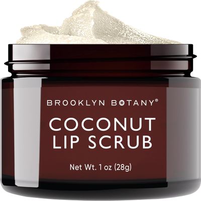 Brooklyn Botany Lip Scrub Exfoliator 1 oz  Lip Moisturizer for Dry Lips and Chapped Lips  Gentle Lip Exfoliator for Smooth and Brighter Lips  Coconut Flavor