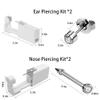 HELLWANG 2 Pack Nose Piercing + 2 Pack Ear Piercing Kit, Simple and Safe to Use, Great for Beginners (Silver) view 2