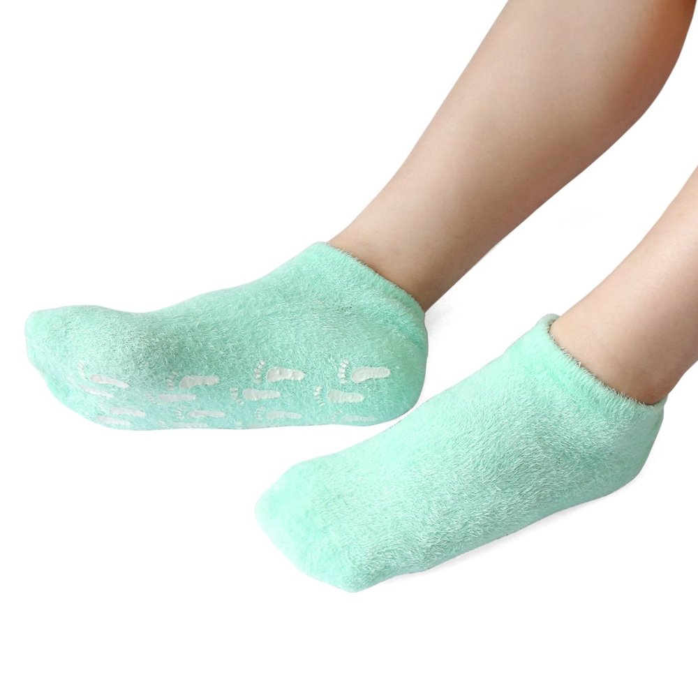 Ruilogod 1 Pair Green Soften Cracked Skin Moisturising Spa Treatment Anti- Gel Socks (id: 0b1 92d 2c8 ee7 782