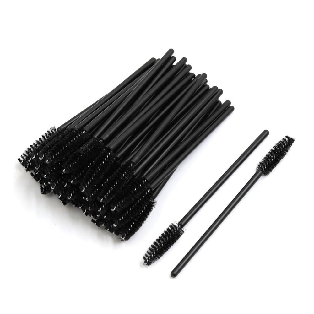 Ruilogod 100 Pcs Black Disposable Eyelash Eye Lash Makeup Brush Mascara Wands Applicator Kits (id: bf5 5fd 620 935 ccc