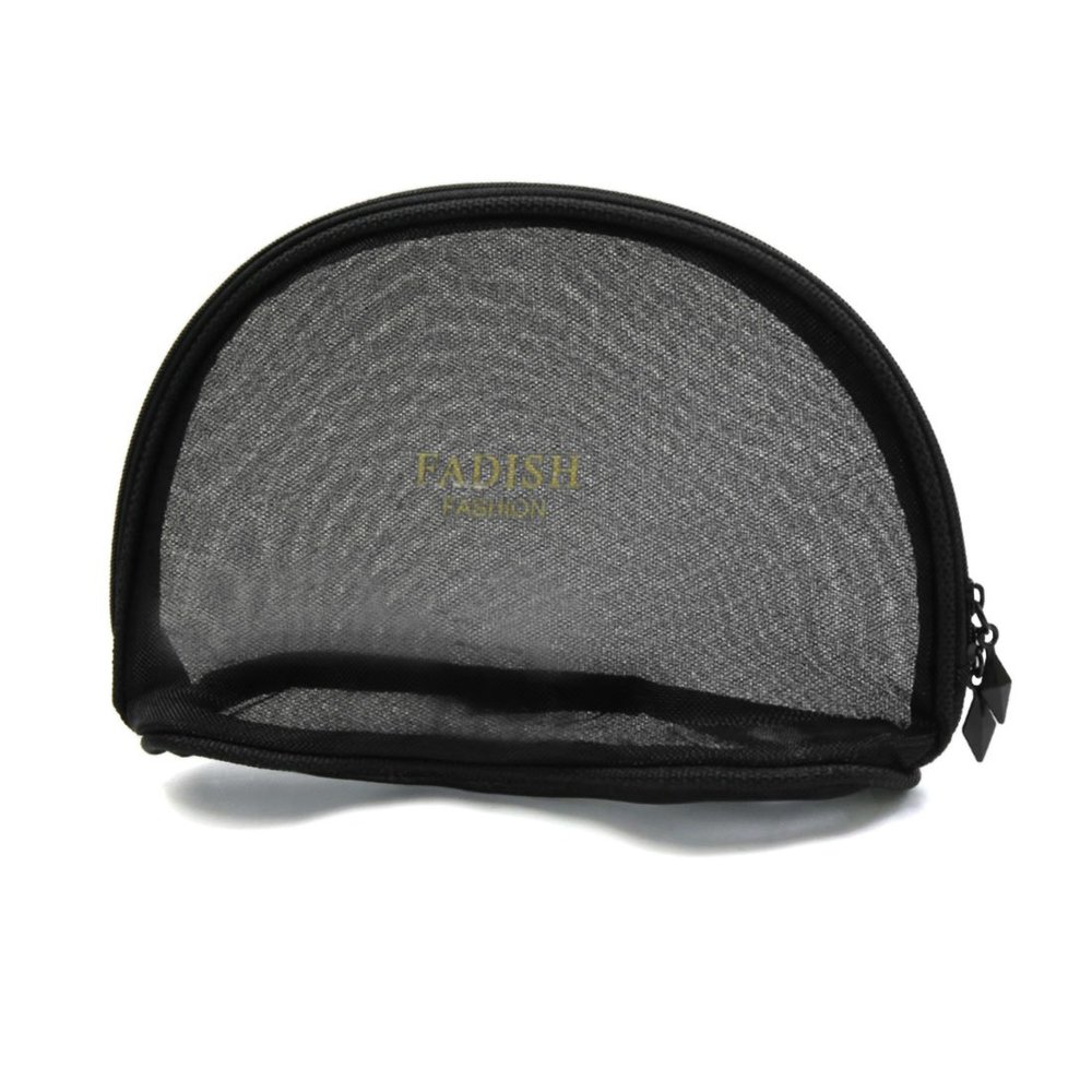Ruilogod M Size Black Zipper Mesh Portable Travel Makeup Cosmetic Toiletry Bag Storage Pouch (id: 1d2 993 6ea ae5 390