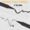 Beard Pencil Filler Kit - 4 Tip Pen and Brush for Men, Facial Hair Enhancer and Mustache Shaper (2 Black Pens) view 2
