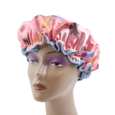 Ruilogod Pink Polyester Dual Layer Waterproof Elastic Shower Bath Salon Hair Cap Hat (id: 96c 009 140 bcd 6d5