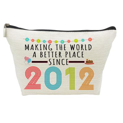 13rd Birthday Gifts for Girls, Funny 13 Year Old Gift Makeup Bag, 2012 13rd Birthday Cosmetic Bags for Her, Teens, Sister, Daughter, Niece, Granddaughter, Making The World a Better Place Since 2012