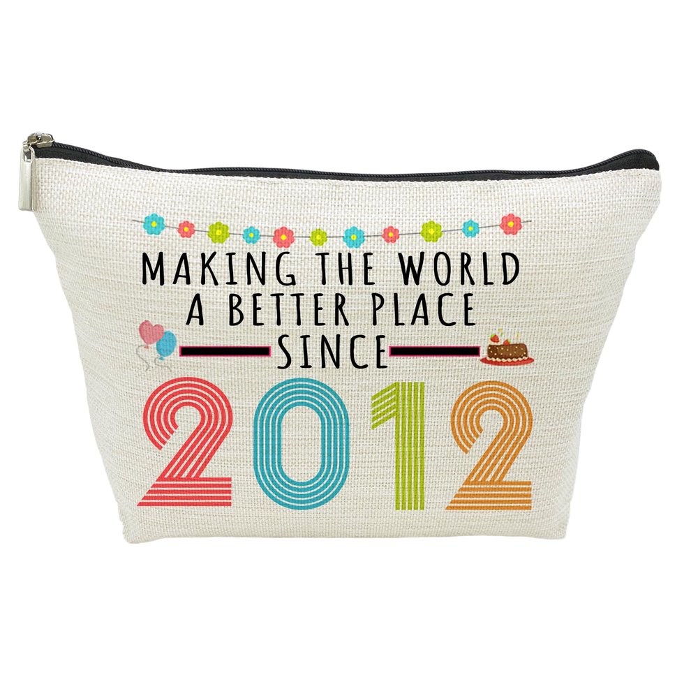 13rd Birthday Gifts for Girls, Funny 13 Year Old Gift Makeup Bag, 2012 13rd Birthday Cosmetic Bags for Her, Teens, Sister, Daughter, Niece, Granddaughter, Making The World a Better Place Since 2012