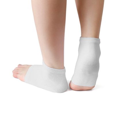 Ruilogod 1 Pair Open Toe Sleeve Exfoliating Moisturizing Dry Skin Care Silicone Gel Heel Socks White (id: 697 2e7 FFF a30 733