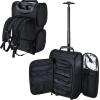 Hododou 2-Way Rolling Makeup Case - Black, Large, Waterproof, Backpack with Wheels, Lightweight view 1