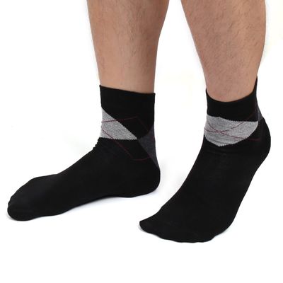 Ruilogod 1 Pair Argyle Prints Moisturising Soften Cracked Skin Gel Heel Socks Black for Men (id: 6a9 d30 a91 688 74a