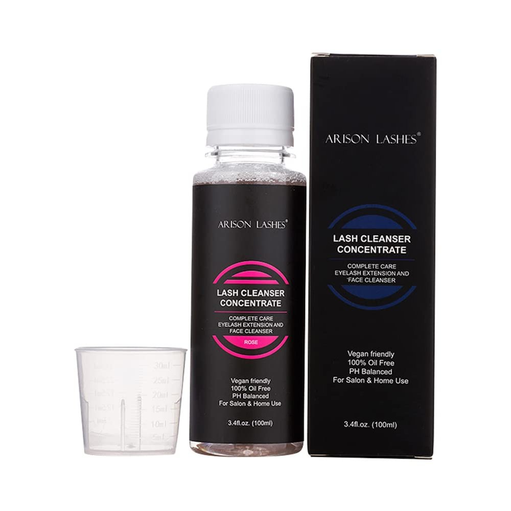 Eyelash Cleanser Concentrate 100ml Professional Lash Extensions Shampoo Natural Foaming Cleanser for Extensions Lashes with Salon Home Care-Makes 20 Bottles 60ml Eyelash Shampoo(Rose)