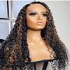 #30 Highlight Curly Wigs Black Honey Brown Mixed Colored Long Hair 136 HD Transparent Lace Frontal Wig 100% Real Human Hair Remy for Black Women Girls with Baby Hair Bleached Knots Pre plucked view 1